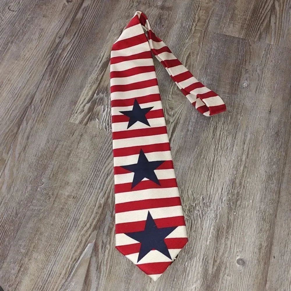 Perry Ellis Portfolio red white blue patriotic independence day tie july 4th